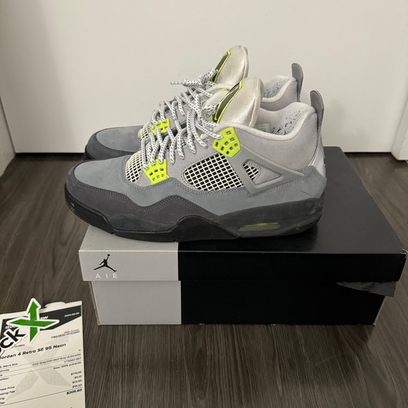 Air Jordan 4 Retro SE 95 Neon Cool Grey Volt 2020 Men’s 11 Sneakers Nike in Box - Picture 7 of 14